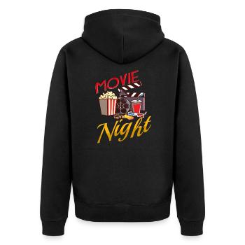 Movie Watching Cinema Popcorn Binge Watching - Unisex Premium Organic Zip Hoodie - black - Back - Nico (187cm)
