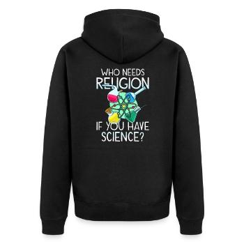 Atheist Atheism Anti Religion Securalism God Sucks - Unisex Premium Bio Zip Hoodie - Schwarz - Hinten - Nico (187cm)