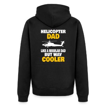 Helicopter Pilot Aviation Helicopter Dad - Unisex Premium Bio Zip Hoodie - Schwarz - Hinten - Nico (187cm)