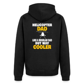 Helicopter Pilot Aviation Helicopter Dad - Unisex Premium Organic Zip Hoodie - black - Back - Nico (187cm)