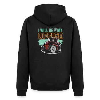 Drôle d’agriculteur Drôle Tracteur agricole Vie à la campagne - Veste à capuche bio Premium Unisexe - noir - Dos - Nico (187cm)