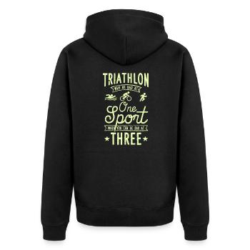 Triathlon Swim Bike Run Triathlete Sport Gift - Unisex Premium Bio Zip Hoodie - Schwarz - Hinten - Nico (187cm)