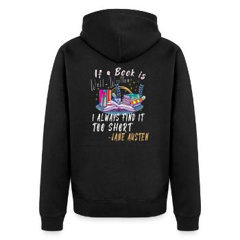 Lecteur de livre Lisant de la littérature Citations de Jane Austen - Veste à capuche bio Premium Unisexe - noir - Dos - Nico (187cm)