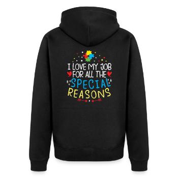 Sonderschullehrer Sped Teacher Inclusion - Unisex Premium Bio Zip Hoodie - Schwarz - Hinten - Nico (187cm)