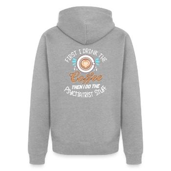 Psychiatre Thérapeute Psychiatrie Psyché - Veste à capuche bio Premium Unisexe - gris chiné - Dos - Nico (187cm)