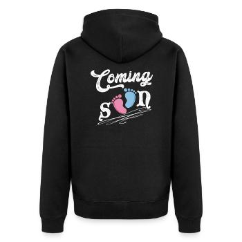 Gender Reveal Pregnancy Baby Party Pregnancy Gift - Unisex Premium Bio Zip Hoodie - Schwarz - Hinten - Nico (187cm)