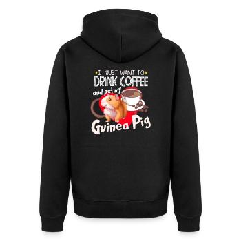 Drôle d’amateur de cochon d’Inde à fourrure Amateur de café aux pommes de terre - Veste à capuche bio Premium Unisexe - noir - Dos - Nico (187cm)