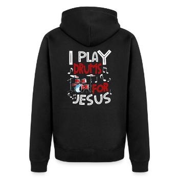 Drum Player Jesus Drum set Pick Jesus Drums Player - Unisex Premium Organic Zip Hoodie - black - Back - Nico (187cm)