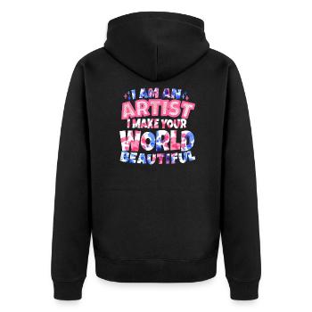 Künstler Malerei Maler Kunstfarbe Kunstlehrer - Unisex Premium Bio Zip Hoodie - Schwarz - Hinten - Nico (187cm)