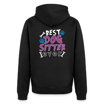 Dog Seated Dog Puppy Dog Sitter Dog Sitter - Unisex Premium Organic Zip Hoodie - black - Back - Nico (187cm)