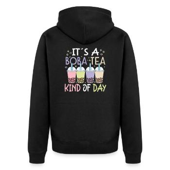 Boba Tea Bubble Tea Milchtee Tea Bubble - Unisex Premium Bio Zip Hoodie - Schwarz - Hinten - Nico (187cm)