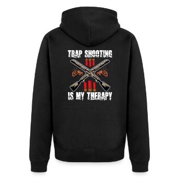 Tontaubenschießen Tontaubenschießen Fallenschießen - Unisex Premium Bio Zip Hoodie - Schwarz - Hinten - Nico (187cm)
