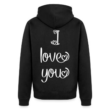 I love you - Unisex Premium Bio Zip Hoodie - Schwarz - Hinten - Nico (187cm)