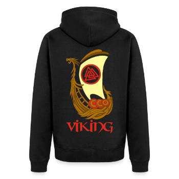 Symbole viking d'un drakkar - Veste à capuche bio Premium Unisexe - noir - Dos - Nico (187cm)