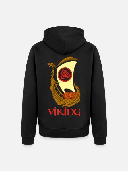 Wikingersymbol eines Drakkar - Unisex Premium Bio Zip Hoodie - Schwarz