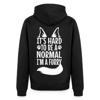 It's Hard To Be A Normal I'm A Furry - Unisex Premium Bio Zip Hoodie - Schwarz - Hinten - Nico (187cm)