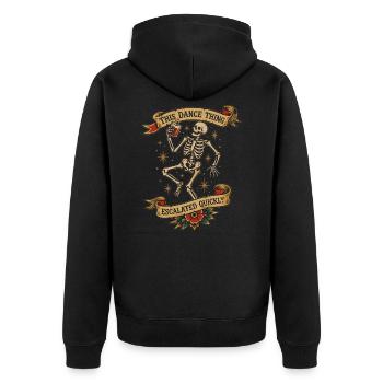 Skeleton Vintage Tattoo Dance Escalated Quickly - Unisex Premium Organic Zip Hoodie - black - Back - Nico (187cm)