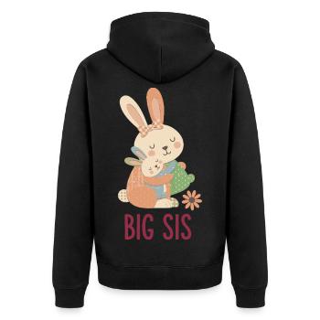 Gender Reveal Baby Shower Big Sis Big Sister - Unisex Premium Organic Zip Hoodie - black - Back - Nico (187cm)