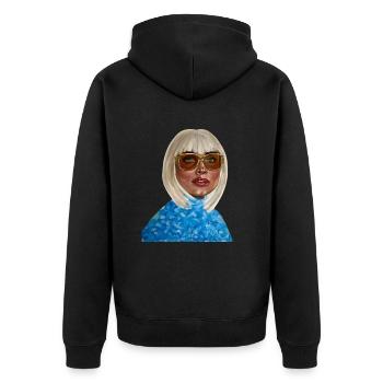 Von der Königin zur Prinzessin - Unisex Premium Bio Zip Hoodie - Schwarz - Hinten - Nico (187cm)