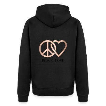 Peace and love - Unisex Premium Bio Zip Hoodie - Schwarz - Hinten - Nico (187cm)