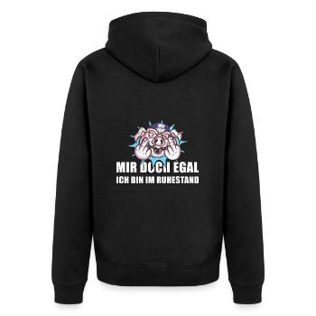 Mir Doch Egal Ich Bin Im Ruhestand Rente - Unisex Premium Bio Zip Hoodie - Schwarz - Hinten - Nico (187cm)