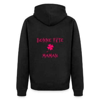 MAMAN. FÊTE DES MÈRES. BONNE FÊTE MAMAN. FÊTE - Veste à capuche bio Premium Unisexe - noir - Dos - Nico (187cm)