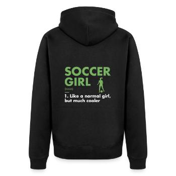 Sport Girl Definition Soccer - Unisex Premium Bio Zip Hoodie - Schwarz - Hinten - Nico (187cm)