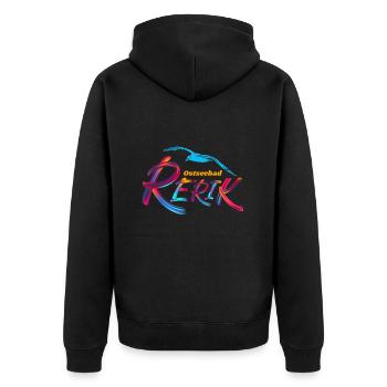 Rerik Ostseebad Möwe - Unisex Premium Bio Zip Hoodie - Schwarz - Hinten - Nico (187cm)