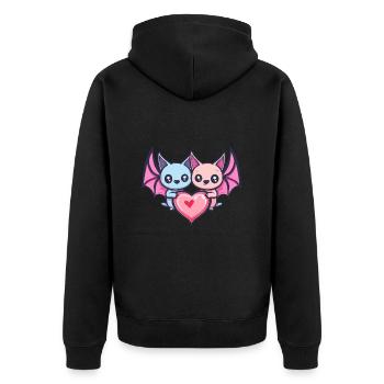 Fledermaus Paar Liebe Valentinstag - Unisex Premium Bio Zip Hoodie - Schwarz - Hinten - Nico (187cm)