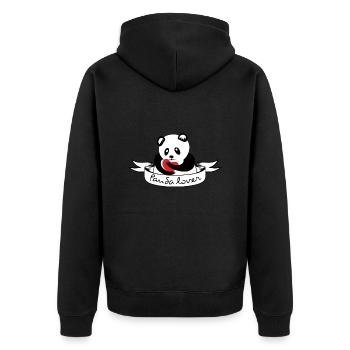Ich liebe Panda - Unisex Premium Bio Zip Hoodie - Schwarz - Hinten - Nico (187cm)
