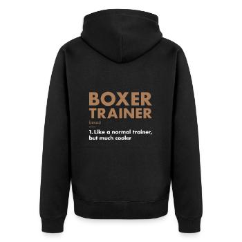 Boxer Trainer Definiton - Unisex Premium Bio Zip Hoodie - Schwarz - Hinten - Nico (187cm)