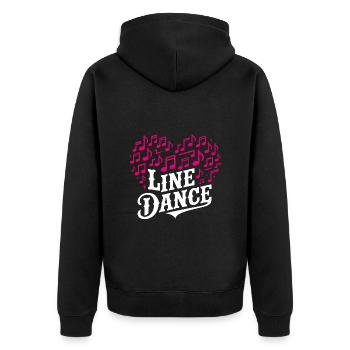 Line Dance Musik und Herz aus Musiknoten - Unisex Premium Bio Zip Hoodie - Schwarz - Hinten - Nico (187cm)