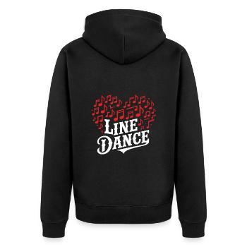 Line Dance Musik und Herz aus Musiknoten - Unisex Premium Bio Zip Hoodie - Schwarz - Hinten - Nico (187cm)