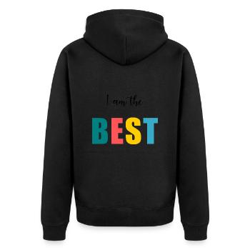 I AM THE BEST. MEILLEUR. HUMOUR. MESSAGE - Veste à capuche bio Premium Unisexe - noir - Dos - Nico (187cm)