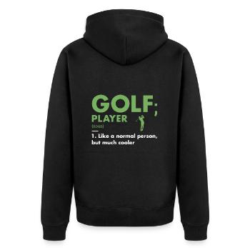 Sport Player Definition Golf - Unisex Premium Organic Zip Hoodie - black - Back - Nico (187cm)