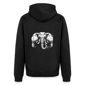 Elefant Boxer Kampfsport MMA - Unisex Premium Bio Zip Hoodie - Schwarz - Hinten - Nico (187cm)