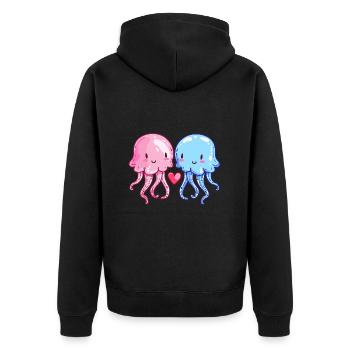 Méduses Couple Amour Saint Valentin - Veste à capuche bio Premium Unisexe - noir - Dos - Nico (187cm)