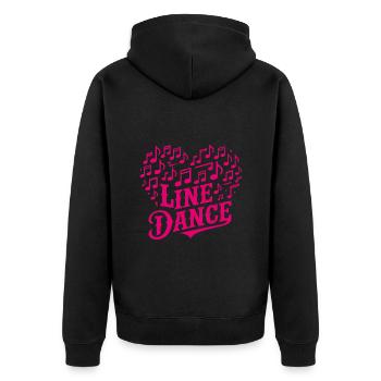 Line Dance Musik und Herz aus Musiknoten - Unisex Premium Bio Zip Hoodie - Schwarz - Hinten - Nico (187cm)