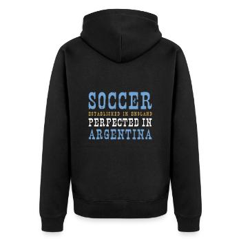 Argentina Soccer Argentinian Football Argentine - Unisex Premium Bio Zip Hoodie - Schwarz - Hinten - Nico (187cm)