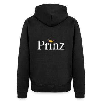 Prinz mit Krone - Unisex Premium Bio Zip Hoodie - Schwarz - Hinten - Nico (187cm)