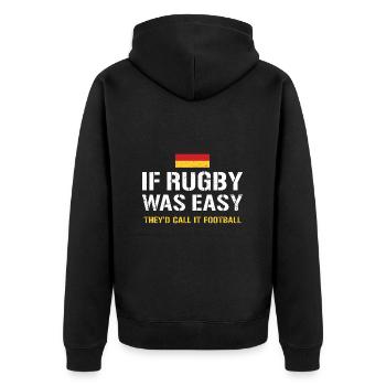 Rugby Easy They'd Call It Football Germany Rugby - Unisex Premium Bio Zip Hoodie - Schwarz - Hinten - Nico (187cm)