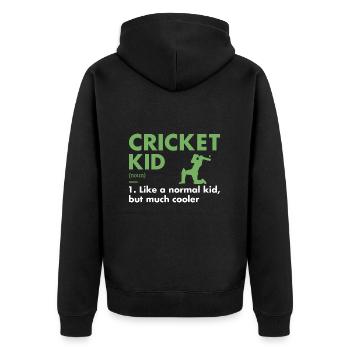 Sport Kid Definition Cricket - Unisex Premium Bio Zip Hoodie - Schwarz - Hinten - Nico (187cm)