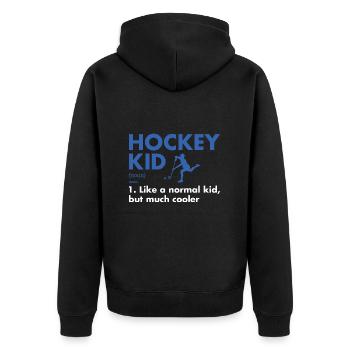 Sport Kid Definition Hockey - Unisex Premium Bio Zip Hoodie - Schwarz - Hinten - Nico (187cm)