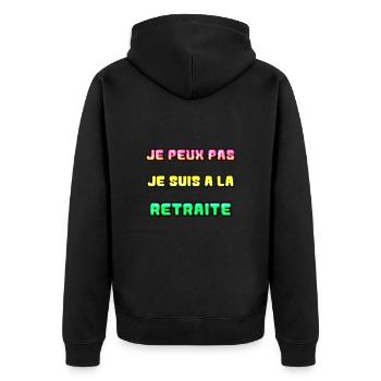 RETRAITE. RETRAITE. RETRAITEE. RETRAITE - Veste à capuche bio Premium Unisexe - noir - Dos - Nico (187cm)