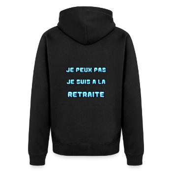 RETRAITE. RETRAITE. RETRAITEE. RETRAITE - Veste à capuche bio Premium Unisexe - noir - Dos - Nico (187cm)