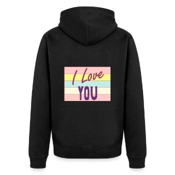 LOVE. COUPLE. JUST MARRIED. EVJF. SAINT VALENTIN. - Veste à capuche bio Premium Unisexe - noir - Dos - Nico (187cm)