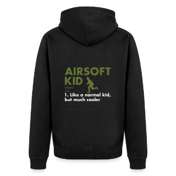 Sport Kid Definition Airsoft - Unisex Premium Bio Zip Hoodie - Schwarz - Hinten - Nico (187cm)