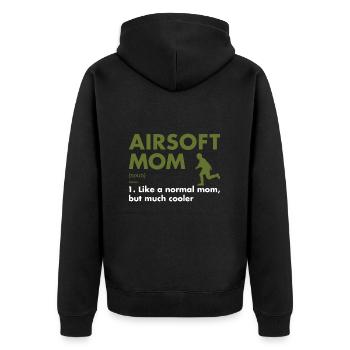 Sport Mom Definition Airsoft - Unisex Premium Bio Zip Hoodie - Schwarz - Hinten - Nico (187cm)