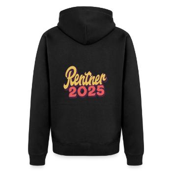 Rentner 2025 - Unisex Premium Bio Zip Hoodie - Schwarz - Hinten - Nico (187cm)