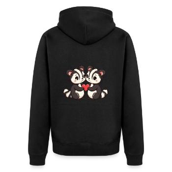 Stinktier Paar Liebe Valentinstag - Unisex Premium Bio Zip Hoodie - Schwarz - Hinten - Nico (187cm)